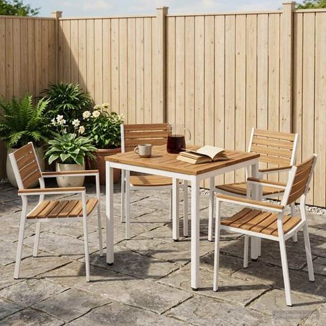 Table de jardin blanche naturelle 60 x 60,5 x 75 cm (1/5)