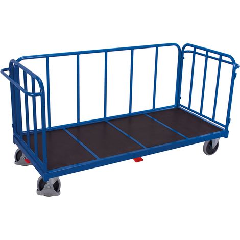 VARIOfit Dreiwandwagen mit senkrechten Streben Gummibereifung 500kg Tragkraft 1605x845mm Anthrazitgrau RAL 7016