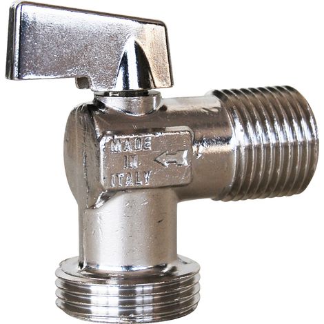 Sferaco – Robinet de machine à laver 1/2'' sortie 3/4'' – Vanne à sphère en laiton chromé – Pression 10 bars – Température de service jusqu'à 90°C