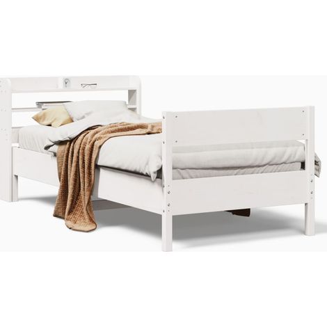Maison Exclusive - Letto senza Materasso Bianco 75x190 in Legno Massello di Pino
