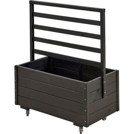 Plus Pflanzkasten mit Spalier und Rädern RAL 9005 Schwarz (1/2)