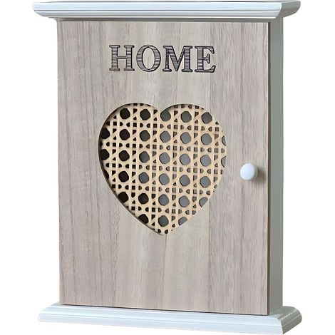 Portachiavi parete casa cassetta portachiavi legno bianco con cuore intagliato