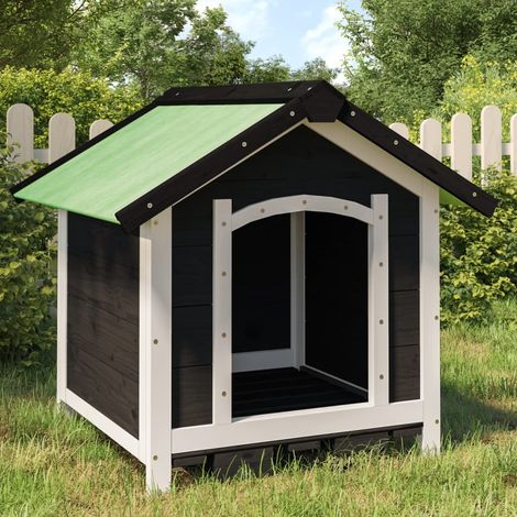Chenil Enclos Parc Cage pour chien gris 65x65x61,5 cm bois de pin solide 44002 (1/5)