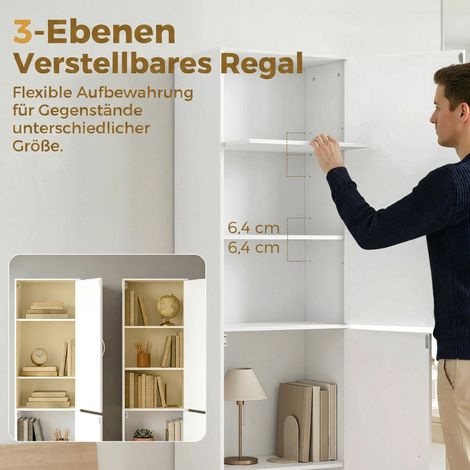 Bibliothèque 180 cm, étagère moderne 5 niveaux avec tablettes réglables, meuble de rangement autoportant, blanc (1/5)