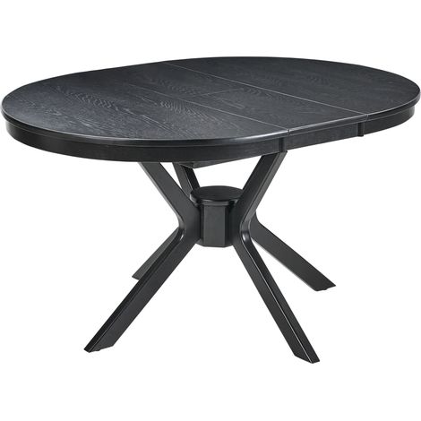 Dining Table Black Oak MDF Rubberwood Extending Round Retro-Inspired Design Living Room Dining Room TYMIS
