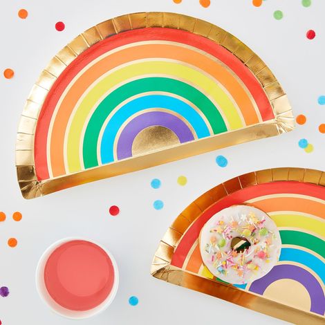 Assiettes en papier en forme d'arc-en-ciel, vaisselle de fête, paquet de 8 (1/5)
