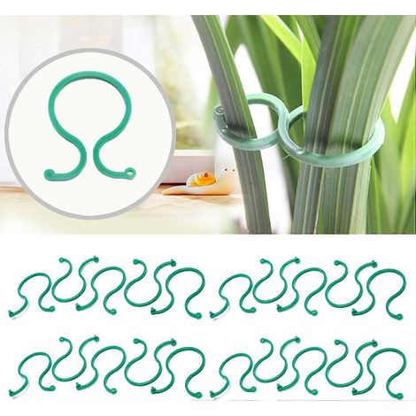 Lot de 100 clips de jardin pour plantes, supports réutilisables et résistants, anneaux torsadés (1/5)