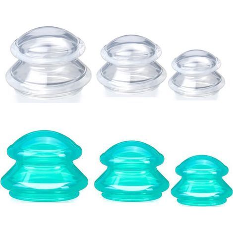 JSSEVN - Silicone suction cups, contains 6 cups (green + white), suitable for most body parts, can promote blood circulation and metabolism, and contribute to good health. (1/5)