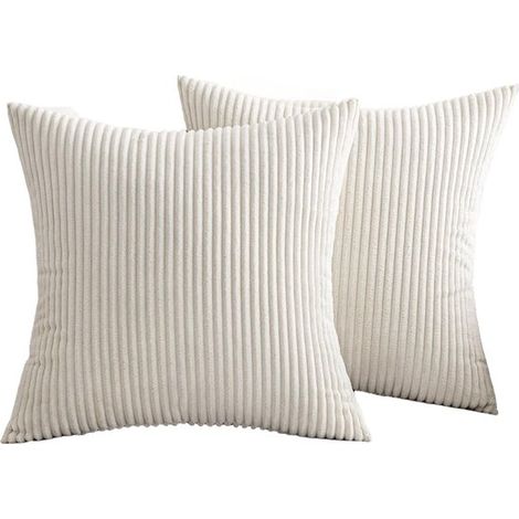 Set di due fodere per cuscini in velluto a coste,45 x 45 cm,Fodera per cuscino da divano,Fodera per cuscino da divano,Grigio chiaro (1/5)