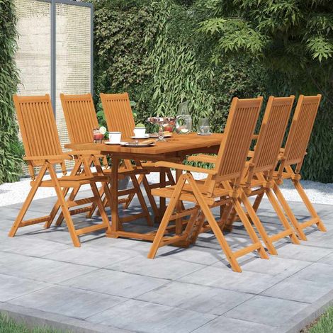 Ensemble à manger de jardin 7 pcs-Salon de jardin Bois d'acacia massif 120-170 cm 646586 (1/5)
