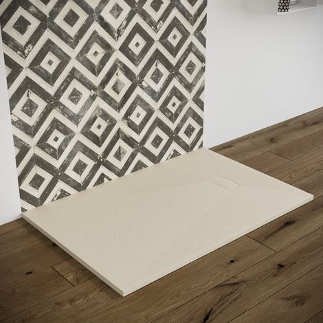 Piatto doccia 80X100 effetto pietra smc resina (no mineralmarmo) BEIGE spessore 2,6 cm Euclide (1/5)