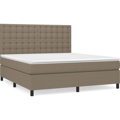 Maison Exclusive - Sommier à lattes de lit avec matelas Taupe 160x200 cm Tissu (1/5)