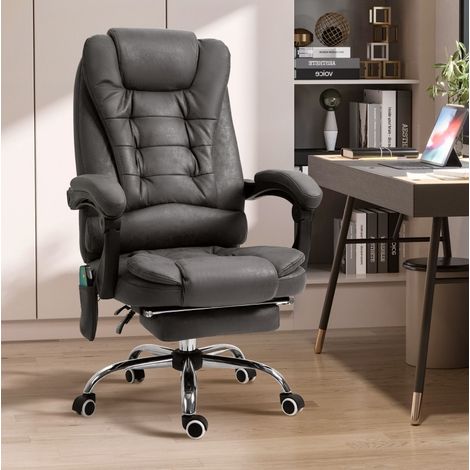 Sedia da ufficio ergonomica con massaggio e riscaldamento, grigio scuro, polyester (1/5)
