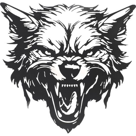 Tête de loup féroce, décoration murale en fer forgé représentant un loup rugissant, idéale pour le salon, la chambre ou le bureau. (1/5)