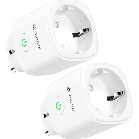 Prise Wi-Fi Intelligente, Suivi de l'Énergie, Compatibilité Universelle, 2 Pack Prise Matter (1/2)