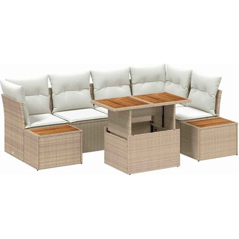 Garden Sofa Set with Storage 10 pcs Beige Poly rattan vidaXL