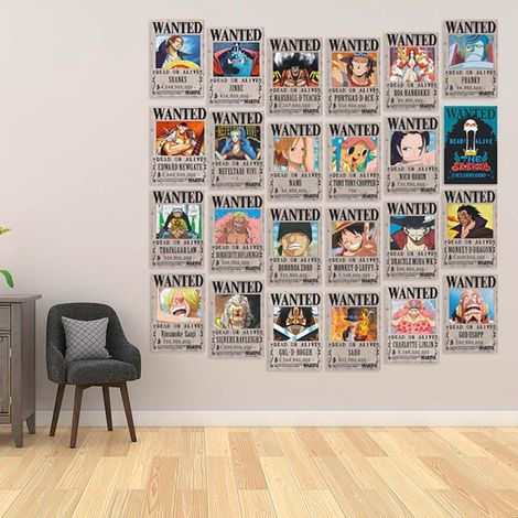Affiches de récompense de recherche d'anime (28,5 x 19,5 cm) - Décoration murale autocollante à suspendre au mur ou à la porte (1/5)