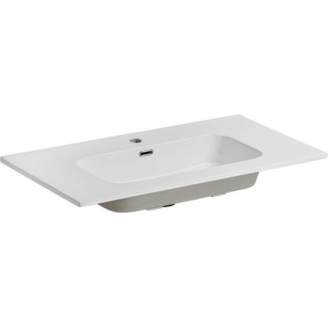 Einbauwaschbecken ESSEN 90 cm Keramik weiß glänzend modernes Design