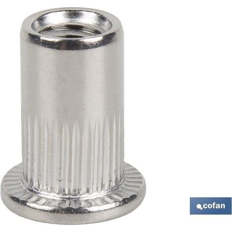 Pack de 250 unités d'écrous rivetables rainurés larges inox A-2 M8 (1/4)