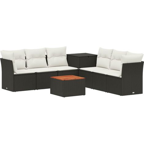Set di divani 8 pz Nero e Bianco Crema vidaXL (1/5)