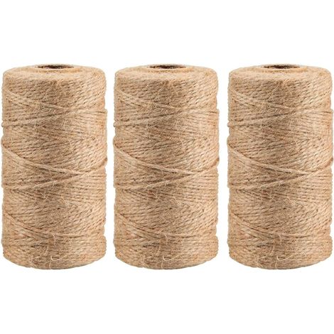 1 Rouleau Ficelle Jute 3mm, Corde Naturelle 2 Pli 100m, Pour Jardinage Emballage Cadeau DIY