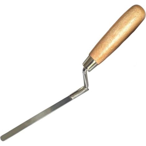 1 - Truelle Pointue - Acier Inoxydable - Lame Rigide 2mm - Pour Maçonnerie Et Réparation De Brique - Manche En Bois - Argent - 15x10cm