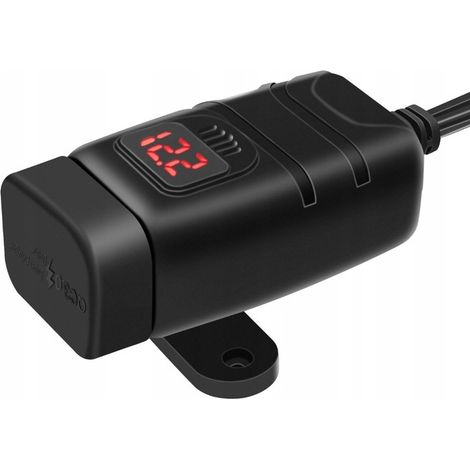 Caricabatterie per moto con voltmetro, 2 porte USB e ricarica rapida QC 3.0.