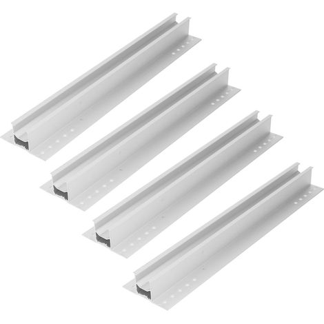 Support photovoltaïque pour toiture en tôle, 4 kits de rails mini 400mm + 4 rails de serrage 30mm, aluminium, fixation panneaux solaires, ensemble de montage résistant. (1/5)