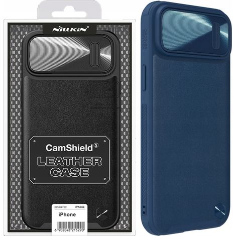 Custodia Nillkin CamShield in pelle per iPhone 14 Plus con copri fotocamera, colore blu. (1/5)