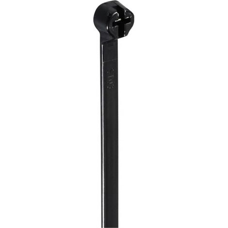 TRU COMPONENTS TC-12814192 Serre-câble 300 mm 4.8 mm noir avec languette métallique, stable aux intempéries et aux UV 100 pc(s) A723163 (1/2)