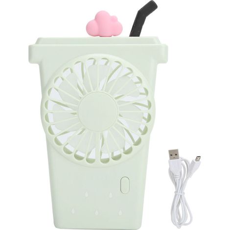 Ventilateur de Poche Mini USB Rechargeable 3 Vitesses Portable pour Bureau Maison Extérieur Vert (1/5)