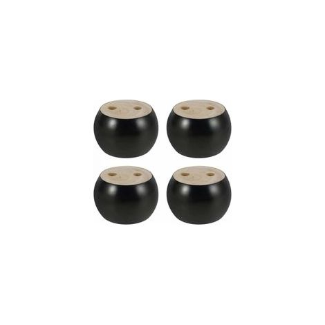 Pieds de meuble ronds en bois d’eucalyptus – Lot de 4, hauteur 5 cm, fixation par vis, résistants à l’humidité, pour canapé/lit/arme (1/4)