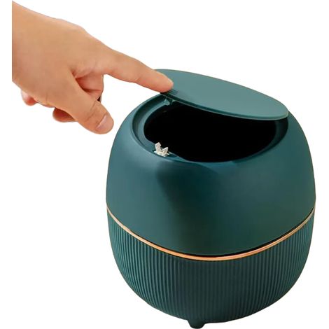 Poubelle en mini de bureau créative avec couvercle petite nettoyage à domicile conteneur rangement Plastique (1/5)