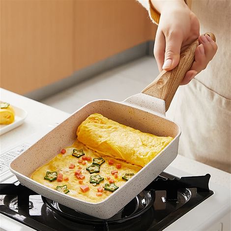 Sartén antiadherente para desayuno, sartén japonesa, sartén japonesa para tortilla, sartén para tortilla, sartén japonesa, sartén para tortilla, sartén antiadherente para huevos, sartén para huevos ve (1/5)