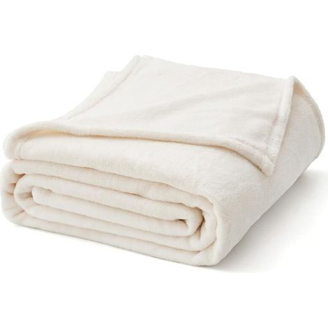 Couverture Plaid Flanelle Polaire Velvet Peluche Moelleuse Réversible Dou Sofa Canapé Lit Microfibre Léger Souple Chaude Douce Bébé 150X200CM Beige (1/5)