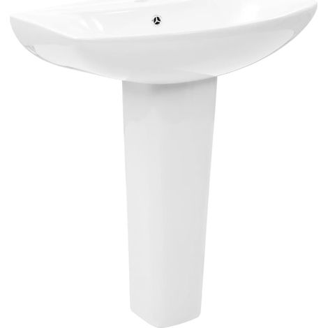 Vasque autoportant avec socle Céramique Blanc 650x520x200 mm (1/5)