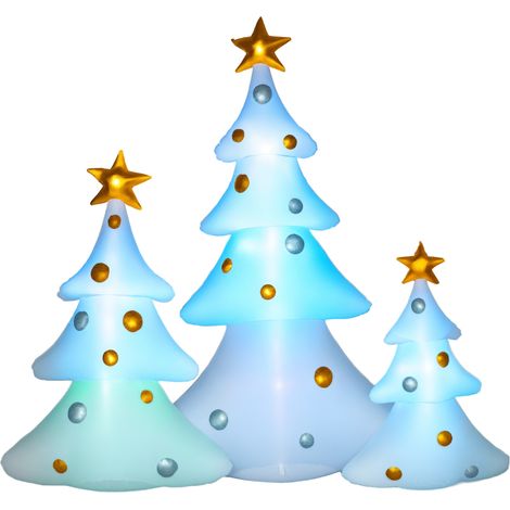 HOMCOM 210cm Aufblasbarer Weihnachtsbaum mit LED-Lichtern 3er Set Aufblasbare Weihnachtsdeko Weihnachtsdekoration Dekoration für Außenbereich Weihnachten Hof, Garten, Rasen (1/5)