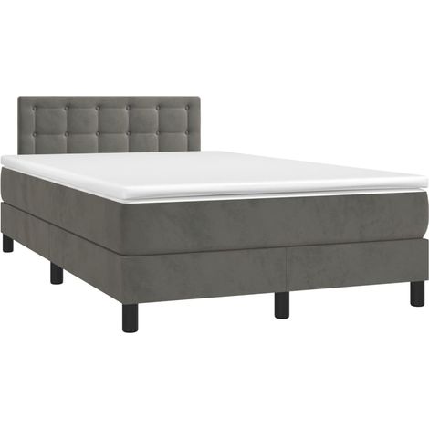 Giroletto LED con coprimaterasso testiera boxspring 120x200 cm tessuto velluto grigio scuro TDL0207730