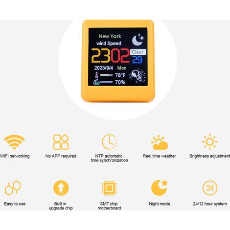 Digitale WLAN-Tischwetteruhr, intelligente Wetterstation (Weiß)