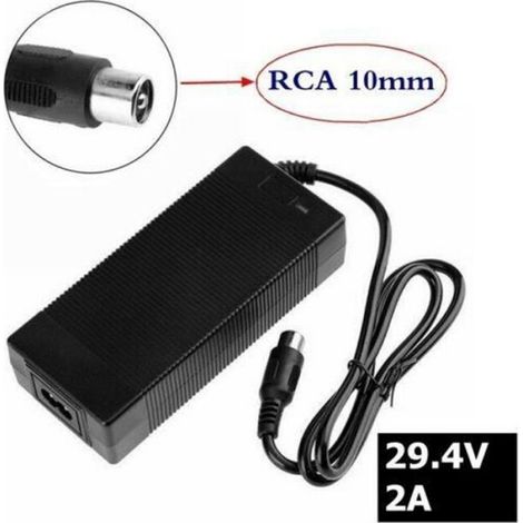 Chargeur Batterie Lithium - 29.4 V 2 A - Pour Vélo Électrique - Prise RCA - Compatible 24 V 25.2 V 25.9 V 29.4 V - 1 Pièce (1/5)
