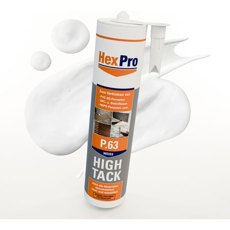 Adesivo montaggio HexPro P63 Extra forte, adesivo per tutti gli usi, per interni ed esterni: 5 cartucce, P63 - 290 ml