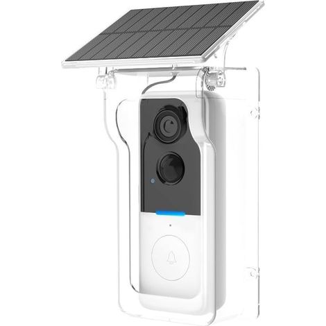 Sonnette vidéo sans fil à énergie solaire avec design graffiti, boîtier étanche, interphone vidéo HD 1080p, vision nocturne, détection de mouvement PIR, compatible avec smartphones et tablettes (blanc (1/5)