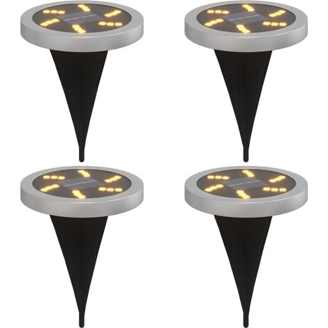 Set di 4 luci solari da giardino multifunzionali per esterni 11 x 13 cm design moderno plastica nera 020056669