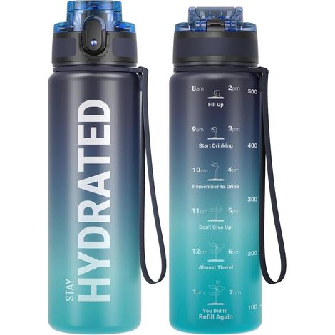 Trinkflasche mit Zeitmarkierung 500ml, BPA-frei, auslaufsicher, Tritan, Sportflasche (1/5)