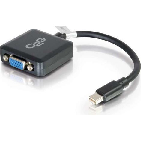 20cm Mini DisplayPort M to VGA F BLK C2G 20cm Mini DisplayPort to VGA Adapter - Thunderbolt to VGA Converter M/F - Black - Adaptateur VGA - Mini DisplayPort (M) pour HD-15 (VGA) (F) - 20 cm - noir