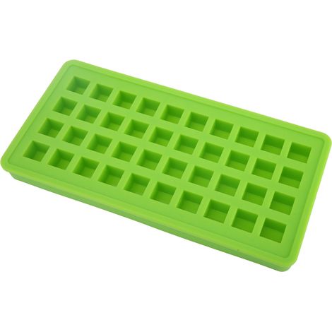 Grüne Silikon-Eiswürfelform, 40 quadratische Mulden, flexible Eiswürfelform, DIY-Eiswürfel-Küchenzubehör, wiederverwendbare Form (1/5)