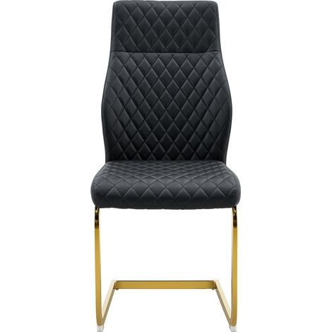 Essgruppe mit rundem Esstisch aus gehärtetem Glas 85 cm und 4 Stühlen, Schwarz/Gold (1/5)