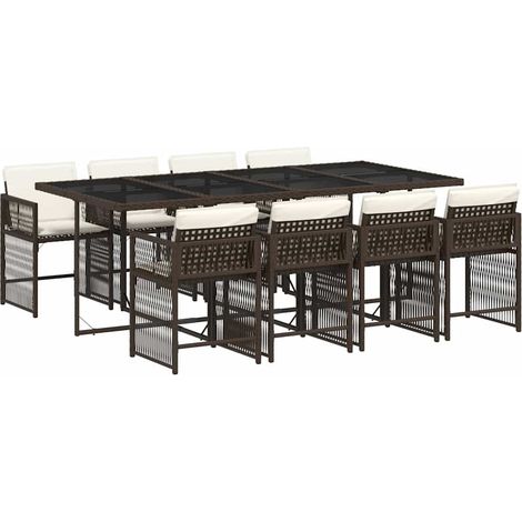 Maison Exclusive - Set comedor para jardín 9 pzas y cojines ratán