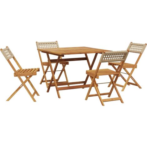 Maison Exclusive - Set Pranzo da Giardino 5 pz Beige Polyrattan e Legno Massello