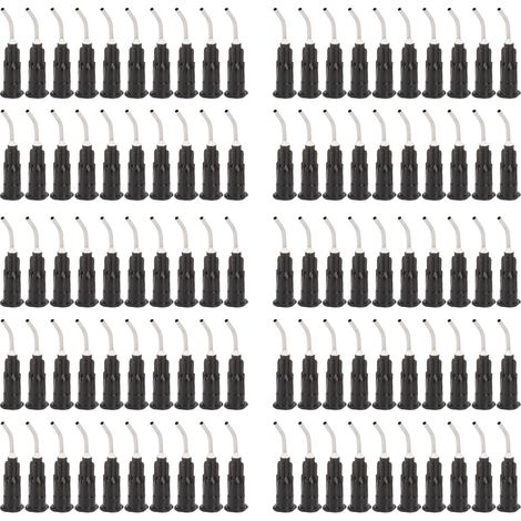100 aiguilles dentaires pré-courbées jetables 20G, embouts d'irrigation noirs pour seringue dentaire, accessoires de remplacement. (1/5)